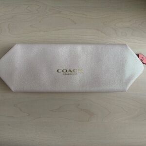 Sale! New  Coach Creamy White Iridescent Zippered Cosmetic Bag w/ Flower Detail